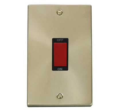 Satin Brass 2 Gang Size 45A Switch - Black Trim