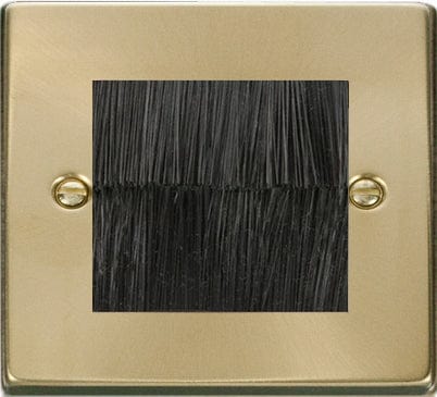 Satin Brass Brush Outlet Plate - Black Brush