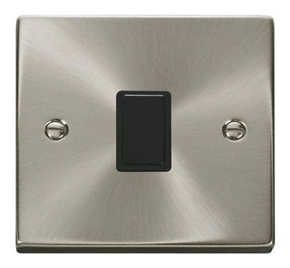 Satin Chrome 1 Gang 20A DP Switch - Black Trim
