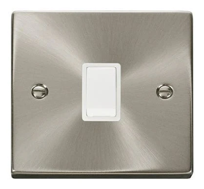 Satin Chrome 1 Gang 20A DP Switch - White Trim