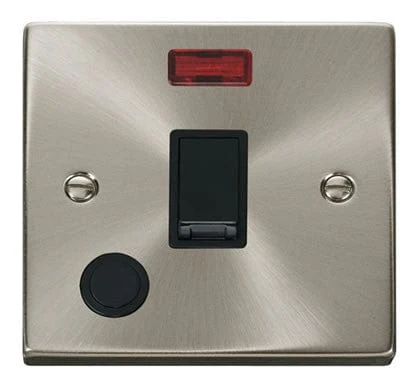 Satin Chrome 1 Gang 20A DP Switch With Flex With Neon - Black Trim