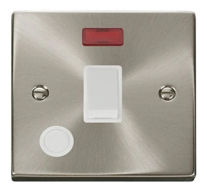 Satin Chrome 1 Gang 20A DP Switch With Flex With Neon - White Trim