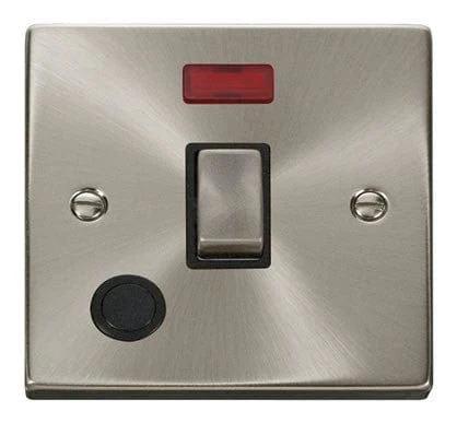 Satin Chrome 1 Gang 20A Ingot DP Switch With Flex With Neon - Black Trim