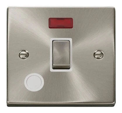 Satin Chrome 1 Gang 20A Ingot DP Switch With Flex With Neon - White Trim