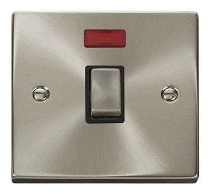 Satin Chrome 1 Gang 20A Ingot DP Switch With Neon - Black Trim