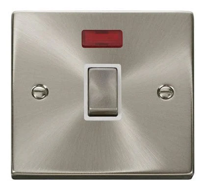 Satin Chrome 1 Gang 20A Ingot DP Switch With Neon - White Trim