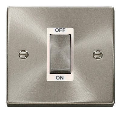 Satin Chrome 1 Gang Ingot Size 45A Switch - White Trim