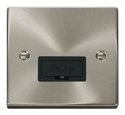 Satin Chrome 13A Fused Connection Unit - Black Trim