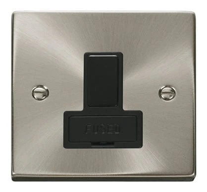 Satin Chrome 13A Fused Connection Unit Switched - Black Trim