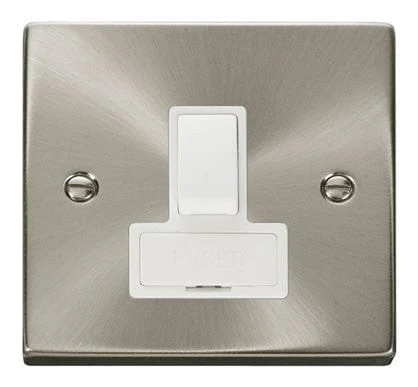 Satin Chrome 13A Fused Connection Unit Switched - White Trim