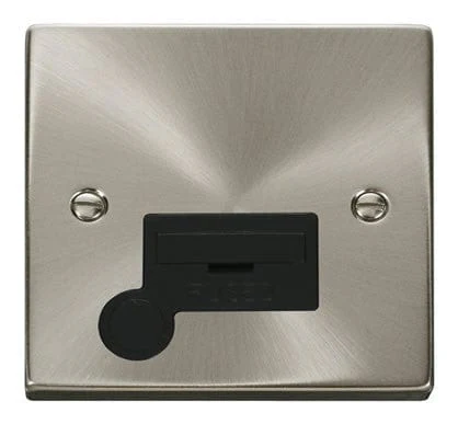 Satin Chrome 13A Fused Connection Unit With Flex - Black Trim