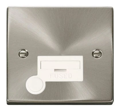 Satin Chrome 13A Fused Connection Unit With Flex - White Trim