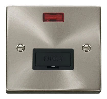 Satin Chrome 13A Fused Connection Unit With Neon - Black Trim