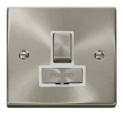 Satin Chrome 13A Fused Ingot Connection Unit Switched - White Trim