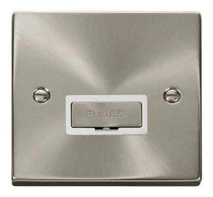 Satin Chrome 13A Fused Ingot Connection Unit - White Trim
