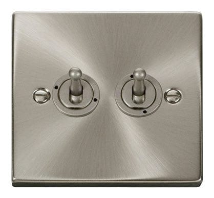 Satin Chrome 2 Gang 2 Way 10AX Toggle Light Switch