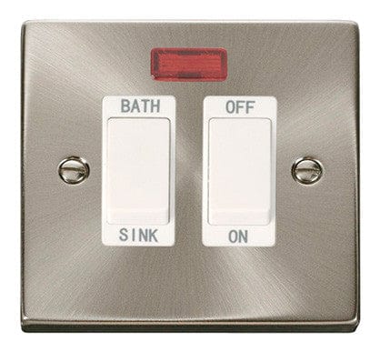 Satin Chrome 20A DP Sink/bath Switch - White Trim