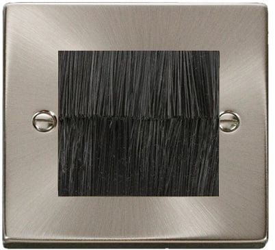 Satin Chrome Brush Outlet Plate - Black Brush