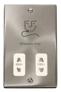 Satin Chrome Shaver Socket 115v/230v - White Trim