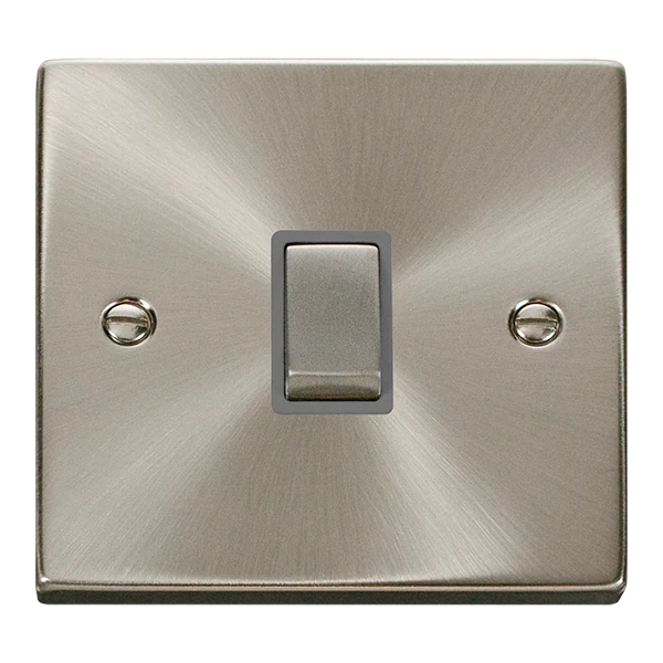 Satin Chrome 1 Gang 20A Ingot DP Switch - Grey Trim