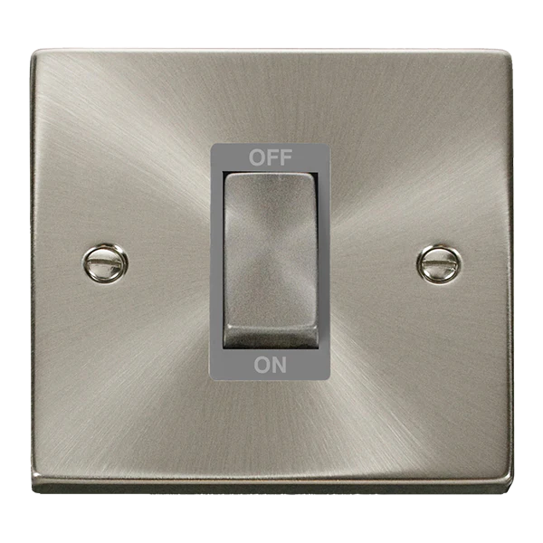 Satin Chrome 1 Gang Ingot Size 45A Switch - Grey Trim