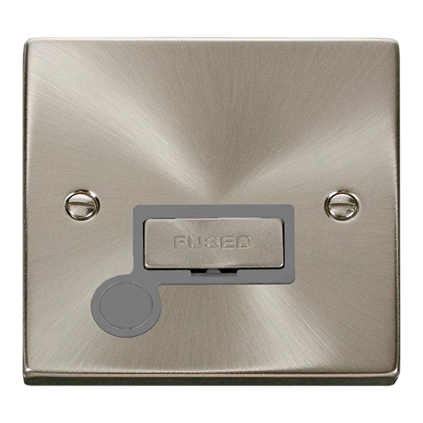 Satin Chrome 13A Fused Ingot Connection Unit With Flex - Grey Trim