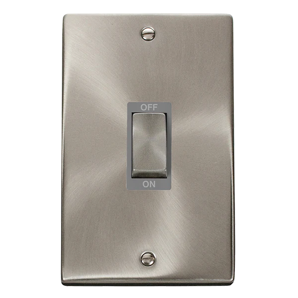 Satin Chrome 2 Gang Ingot Size 45A Switch - Grey Trim