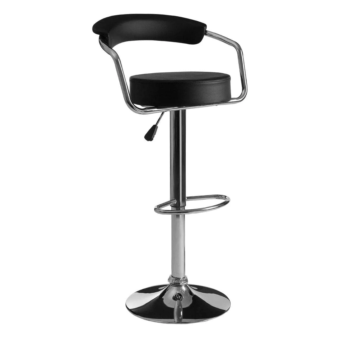 Stellar Bar Chair In Black Leather Effect With A Chrome Base