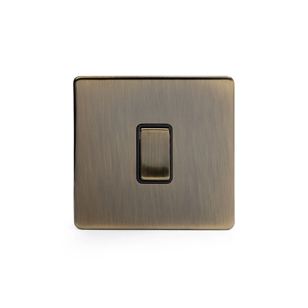 Screwless Antique Brass 1 Gang Retractive Light Switch