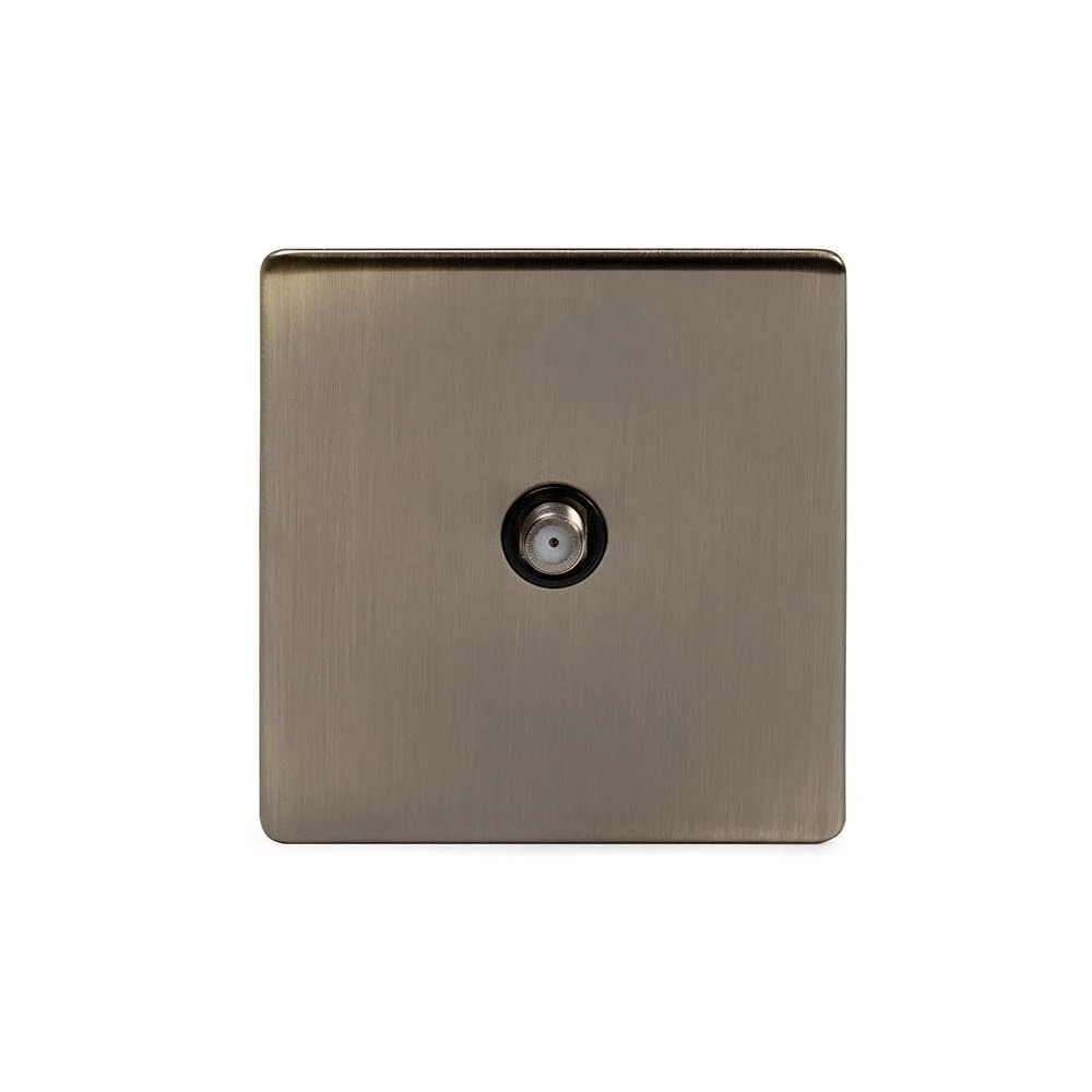 Screwless Antique Brass 1 Gang Satellite Socket
