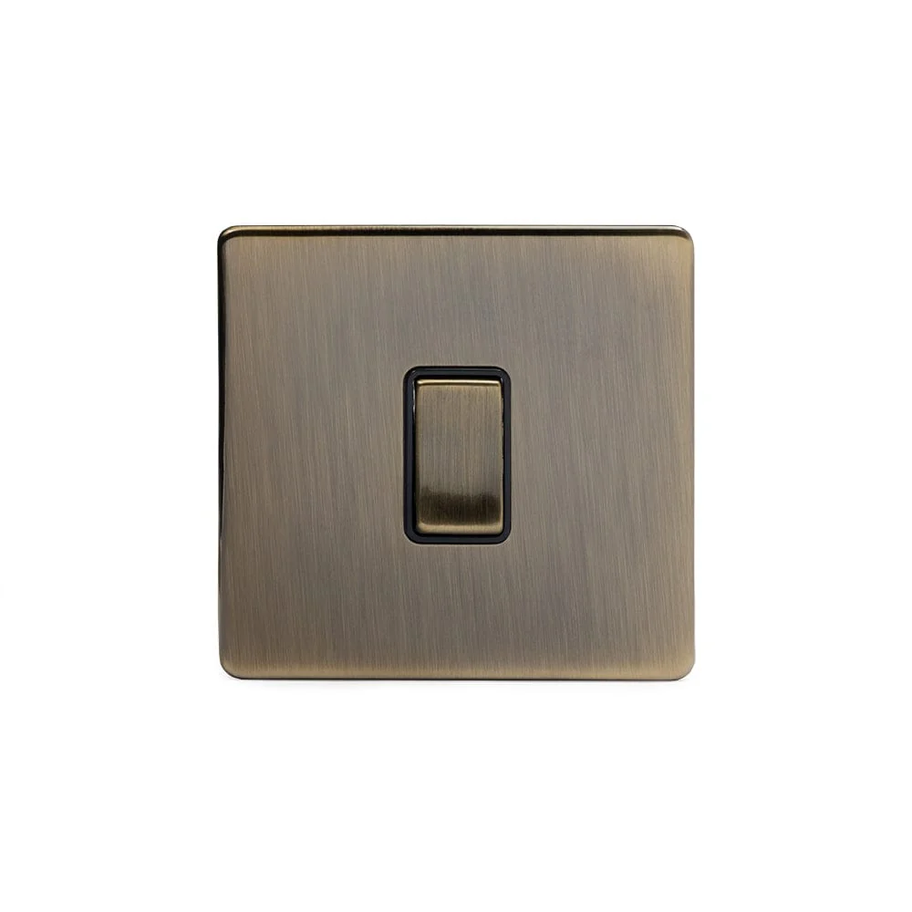 Screwless Antique Brass 10A 1 Gang Intermediate Light Switch