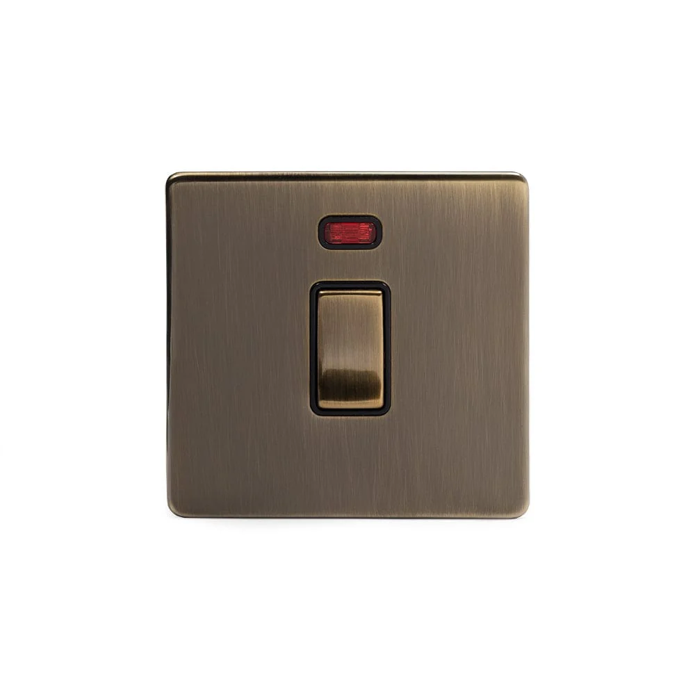 Screwless Antique Brass 20A 1 Gang Double Pole Switch With Neon
