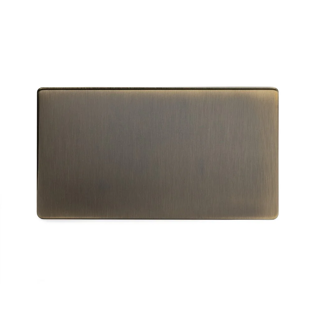 Screwless Antique Brass metal Double Blanking Plate