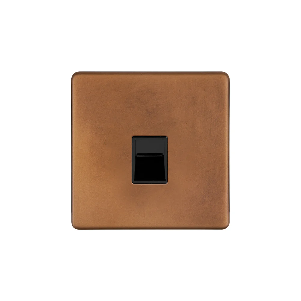 Screwless Antique Copper 1 Gang Telephone Secondary (Slave) BT Socket