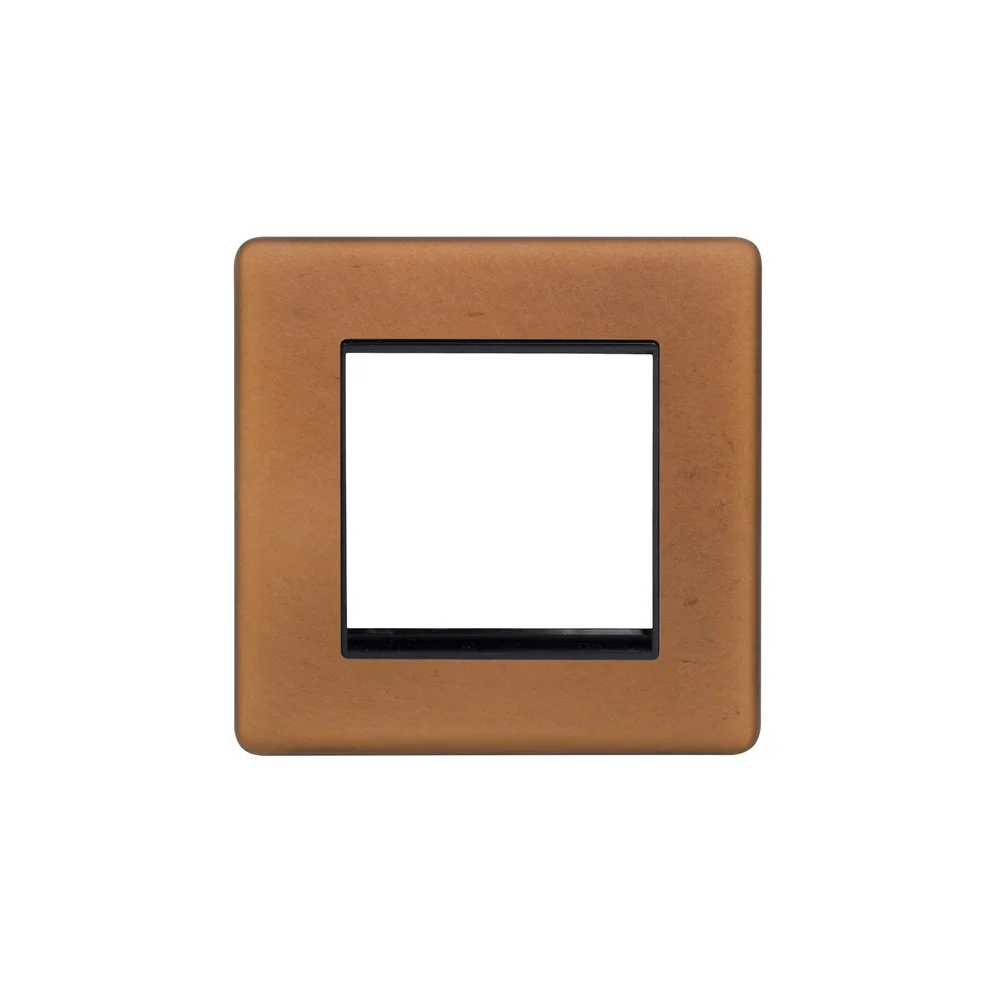 Screwless Antique Copper 2 x25mm EM-Euro Module Faceplate