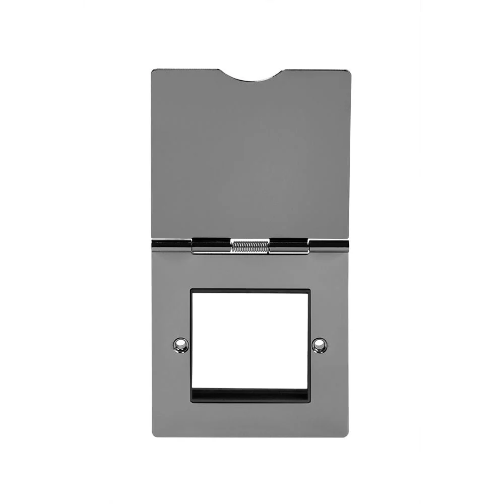 Screwless Black Nickel 1 Gang Euro Floor Plate - Black