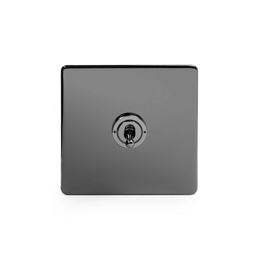 Screwless Black Nickel 1 Gang 2 Way Toggle Light Switch - Black