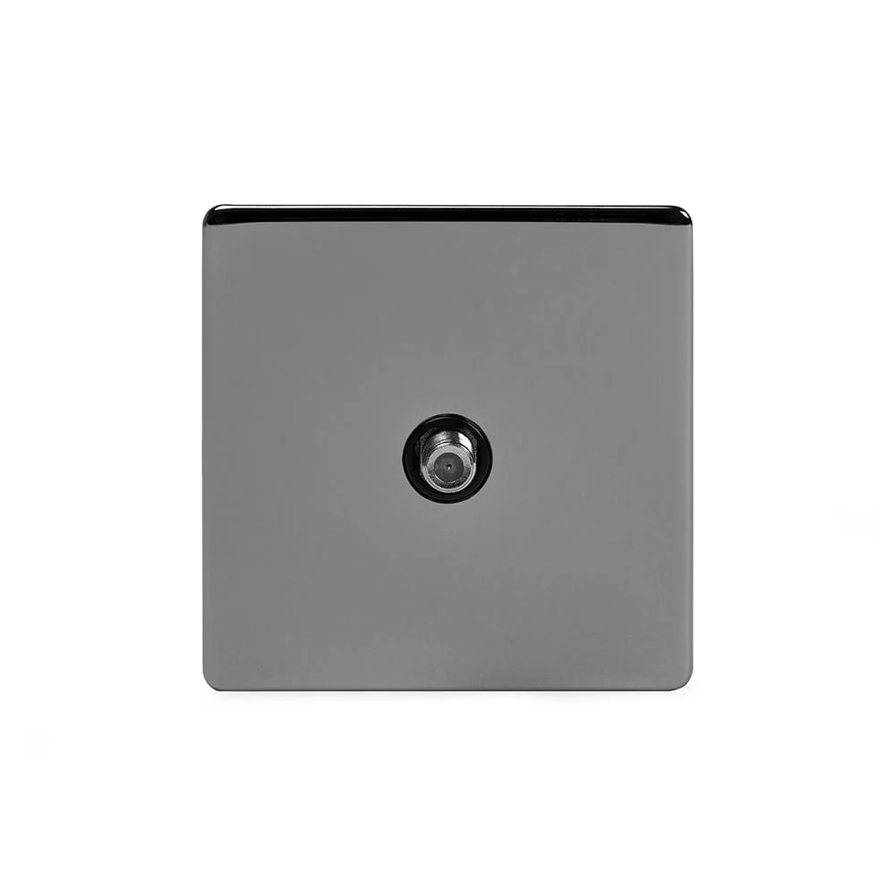 Screwless Black Nickel 1 Gang Satellite Socket