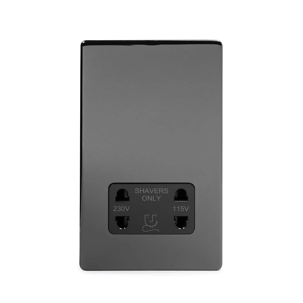 Screwless Black Nickel 1 Gang Shaver Socket