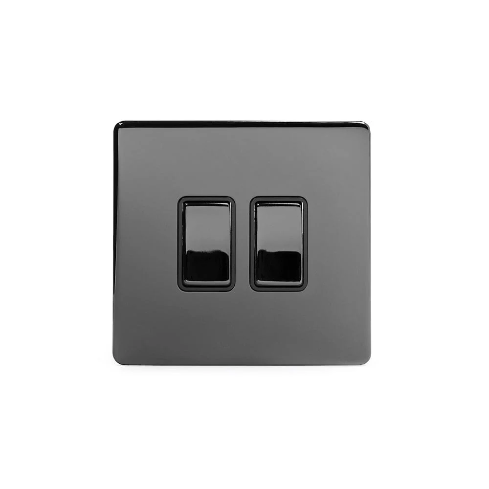 Screwless Black Nickel 10A 2 Gang 2 Way Light Switch