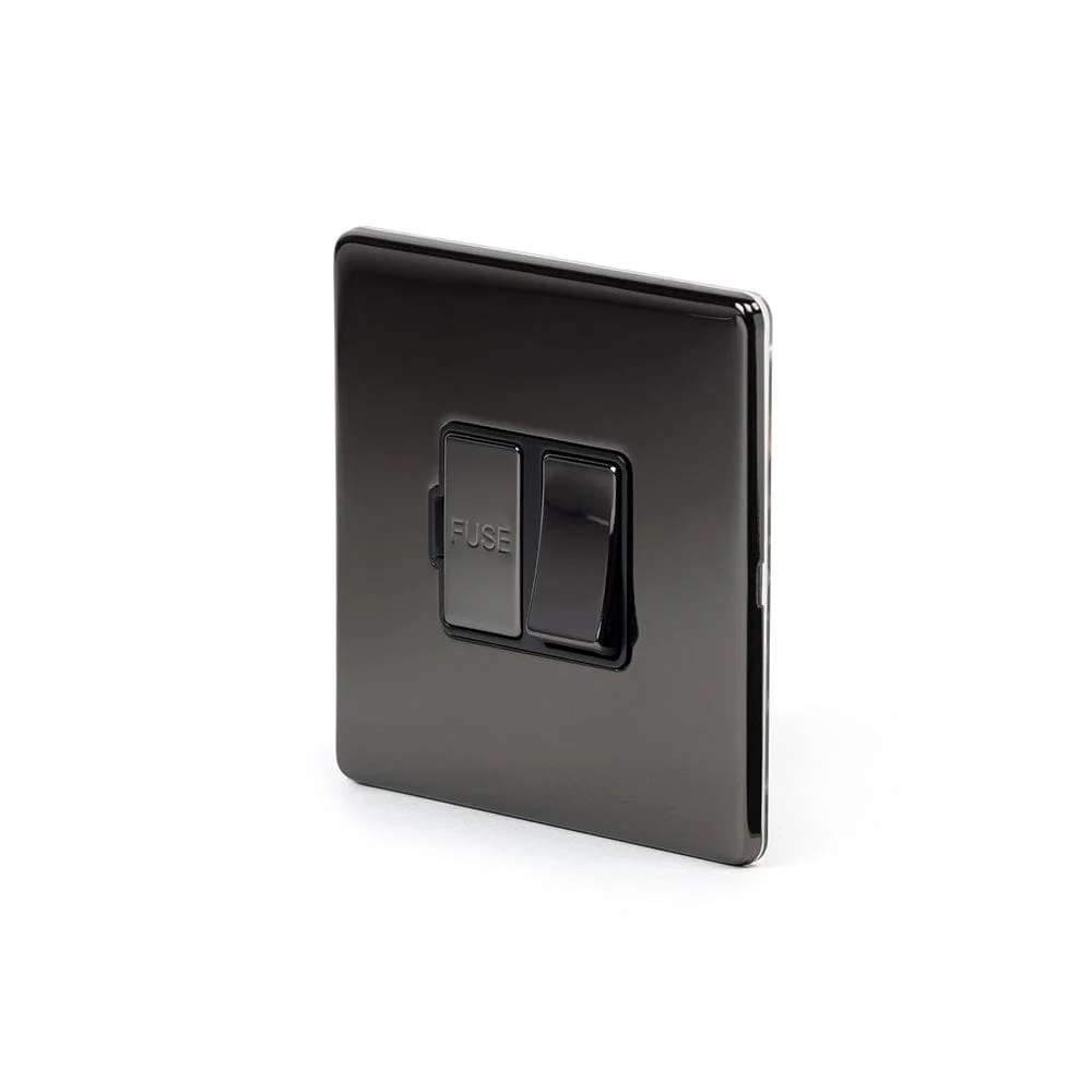 Screwless Black Nickel 13A Double Pole Switched Fuse Connection Unit