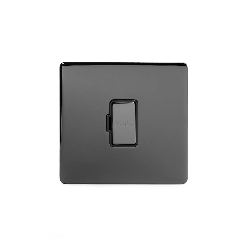 Screwless Black Nickel 13A Double Pole Unswitched Fuse Connection Unit