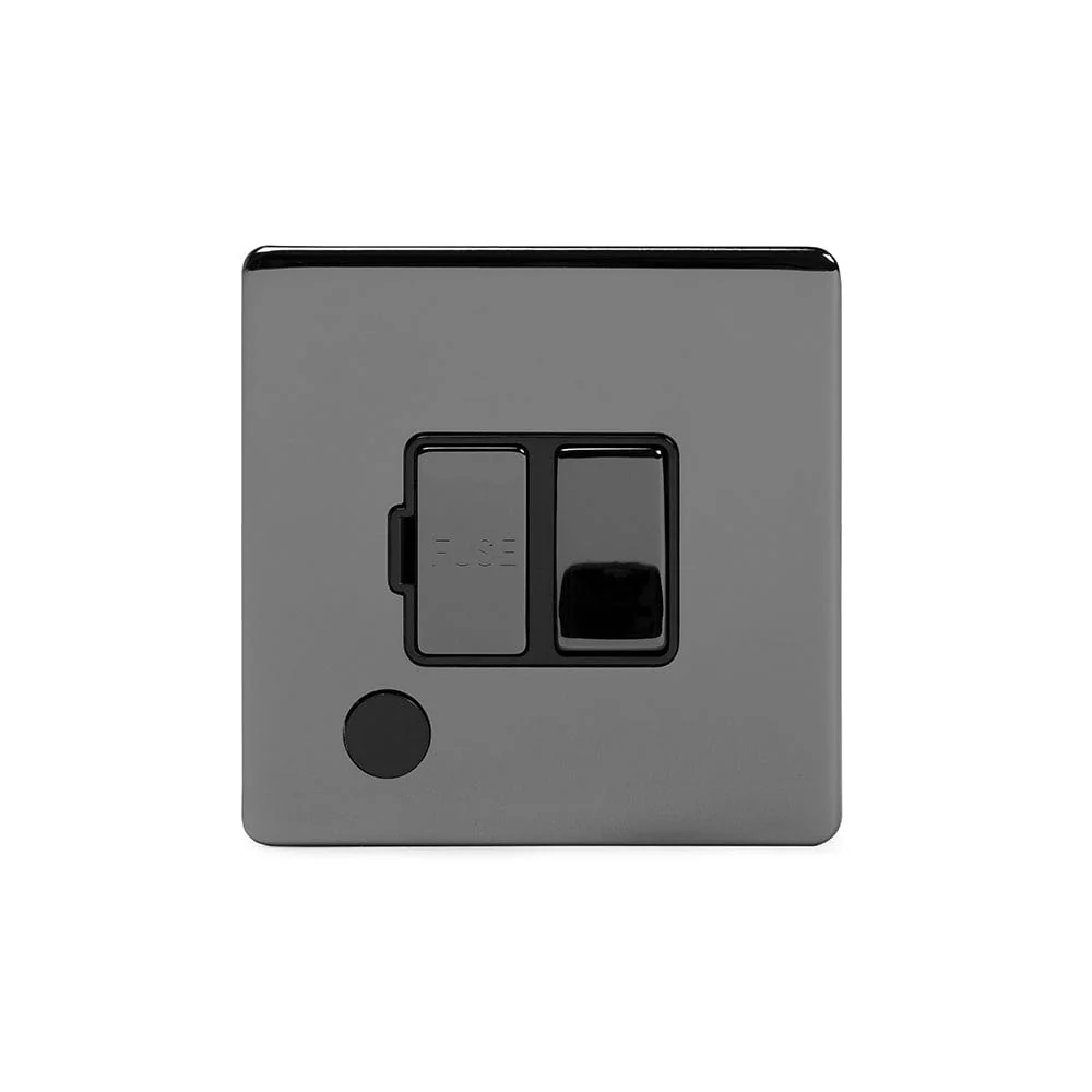 Screwless Black Nickel 13A Switched Fuse Connection Unit Flex Outlet