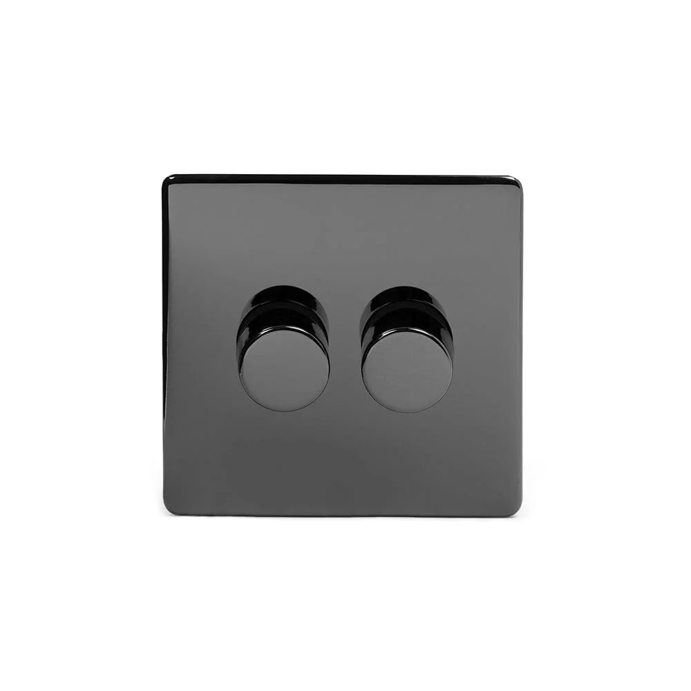 Screwless Black Nickel 2 Gang 2 Way Intelligent Trailing Dimmer Light Switch