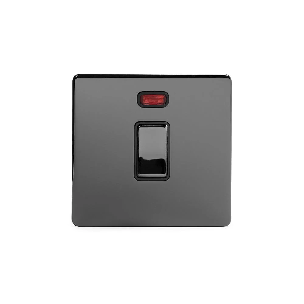 Screwless Black Nickel 20A 1 Gang Double Pole Switch With Neon