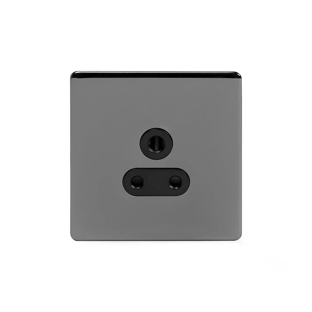 Screwless Black Nickel 5 Amp Unswitched Plug Socket