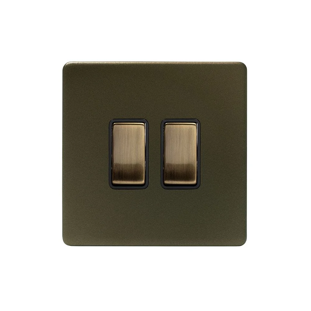 Screwless Bronze 1 Gang Intermediate Light Switch & 10A 2 Gang 2 Way Light Switch