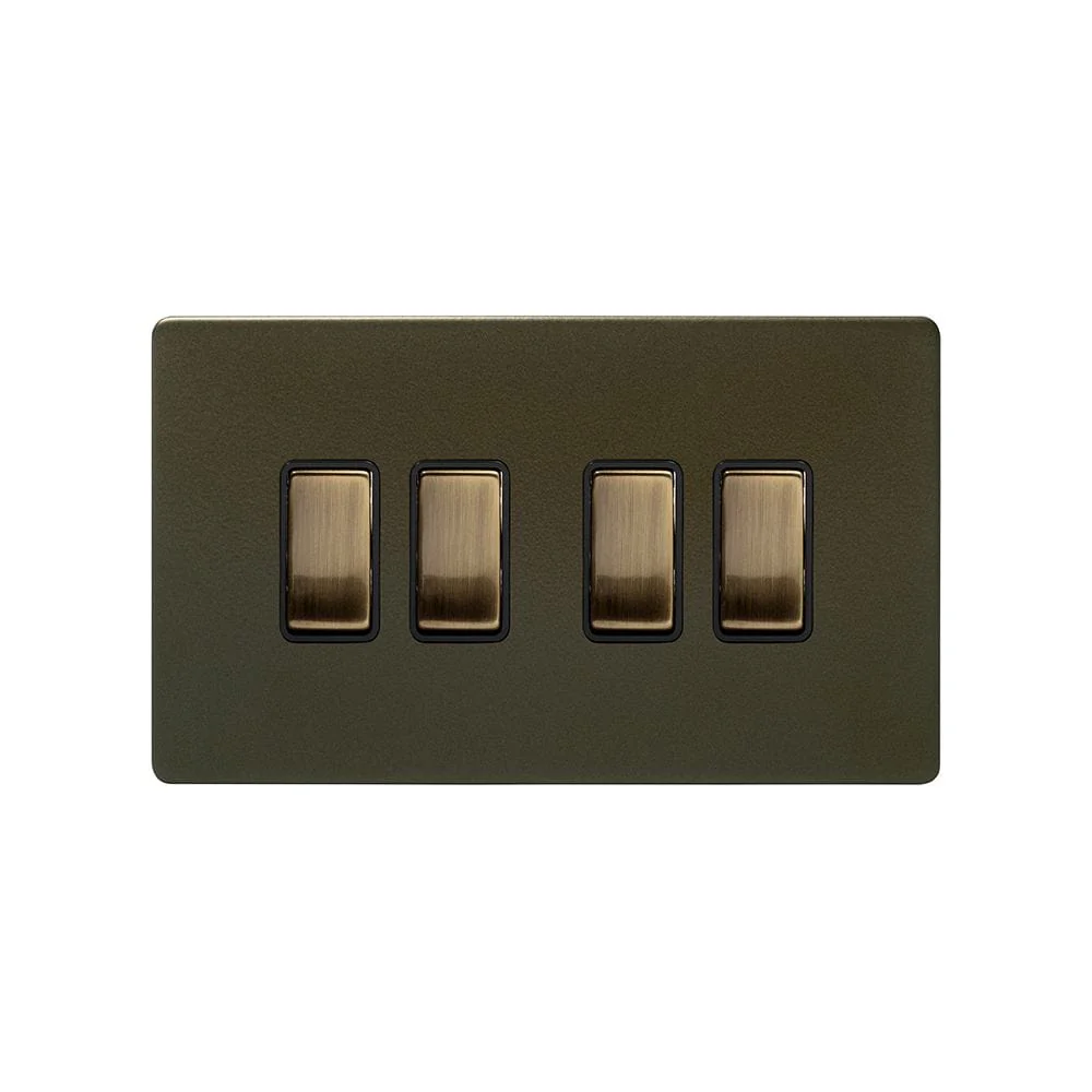 Screwless Bronze 10A 4 Gang 2 Way Light Switch