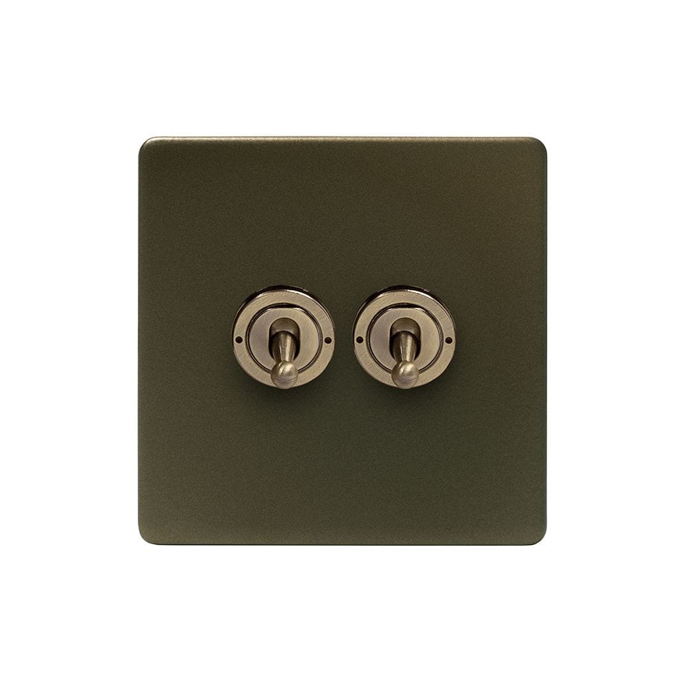 Screwless Bronze 20A 2 Gang 2 Way Toggle Light Switch
