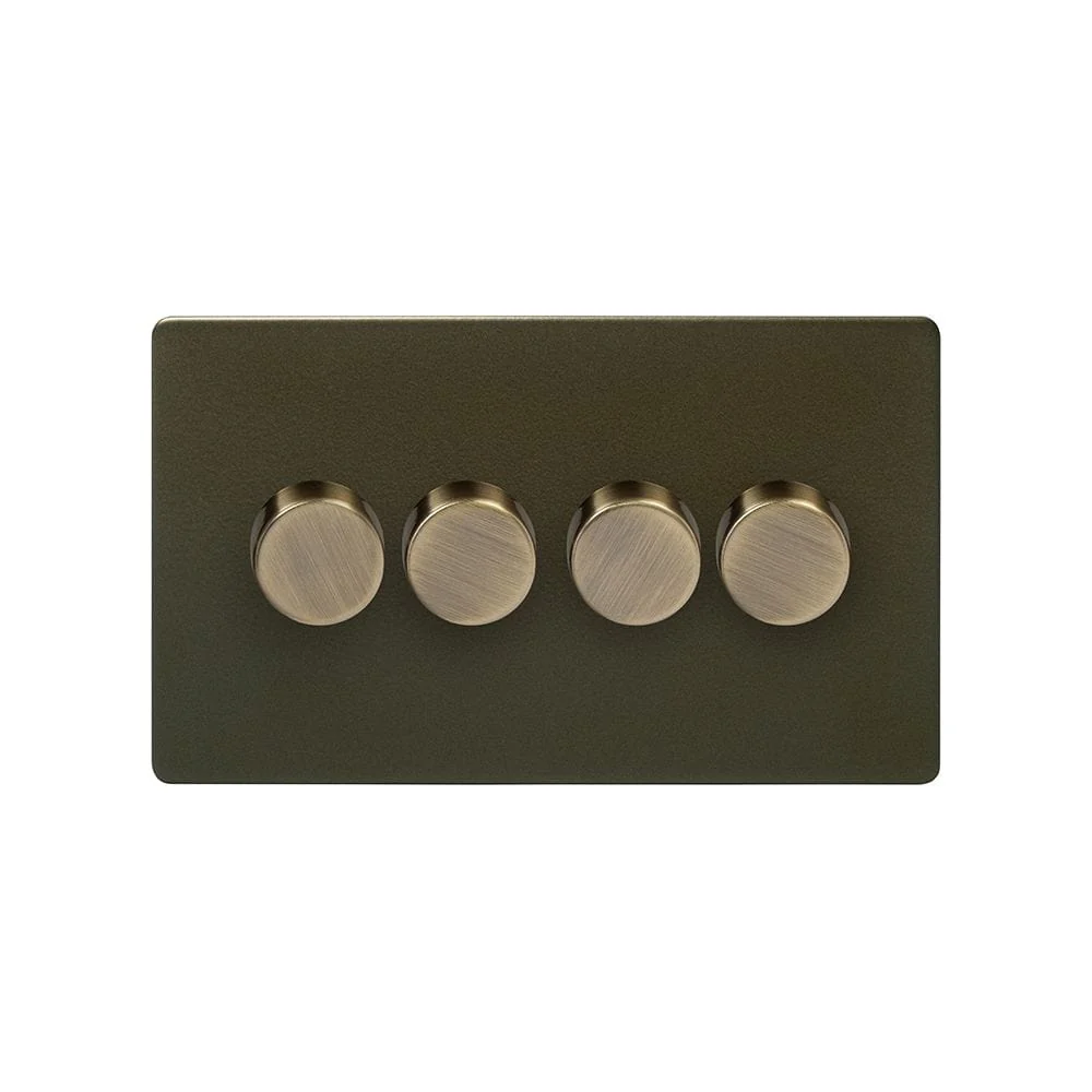 Screwless Bronze 250W 4 Gang 2 Way Trailing Dimmer Light Switch